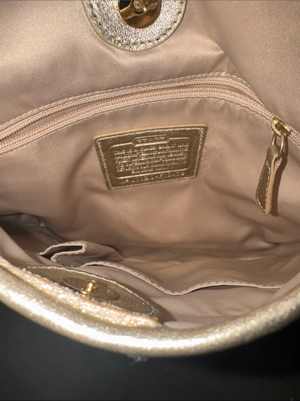 Coach Tan and Gold Signature Crossbody Bag